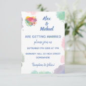  Waterverf Liefde Floral Weddenschap Kaart (Staand voorkant)