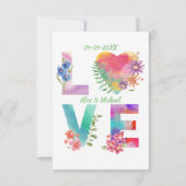  Waterverf Liefde Floral Weddenschap Kaart (Achterkant)