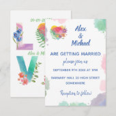  Waterverf Liefde Floral Weddenschap Kaart (Voorkant / Achterkant)