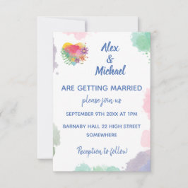  Waterverf Liefde Floral Weddenschap Kaart