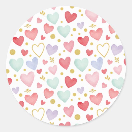 Waterverf Liefde & Goudstof Patroon Sticker (Voorkant)