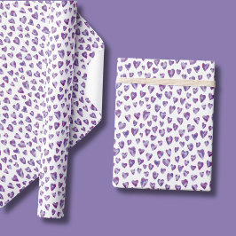 Waterverf Liefde Hart Paars patroon Cadeaupapier