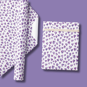 Waterverf Liefde Hart Paars patroon Cadeaupapier