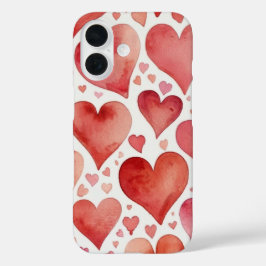 Waterverf Liefde Harten iPhone 16 Hoesje