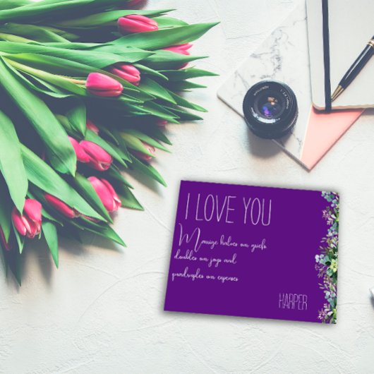 Waterverf liefde paars grappig briefkaart