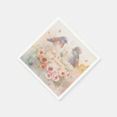 Waterverf liefde vogels met rozen voor bruiloft servet (Hoek)