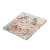 Waterverf liefde vogels met rozen voor bruiloft tegeltje (Zijkant)