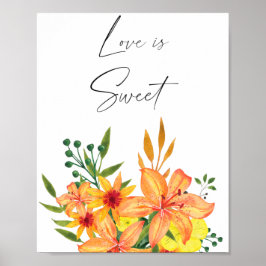 Waterverf liefde voor bloemen is lief om te trakte poster