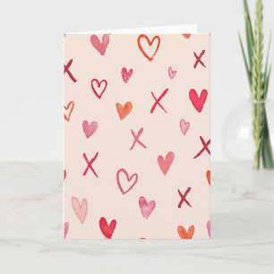 Waterverf Liefdes Hartjes Xoxo Kaart