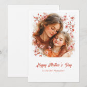 Waterverf lieve moeder knuffelt haar dochter feestdagenkaart (Voorkant / Achterkant)