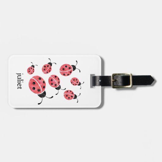 Waterverf lieveheersbeestje Bagagelabel (Voorkant horizontaal)