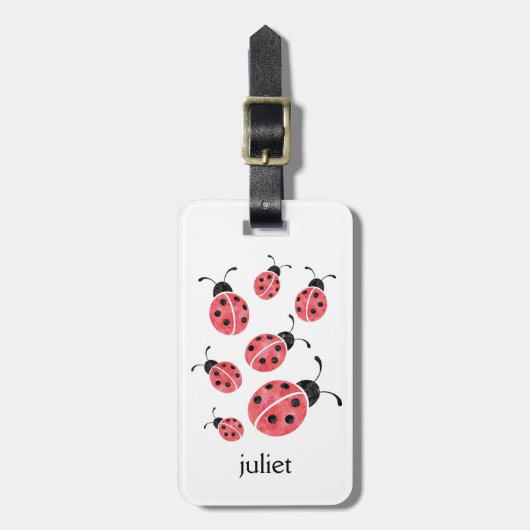 Waterverf lieveheersbeestje Bagagelabel (Voorkant verticaal)