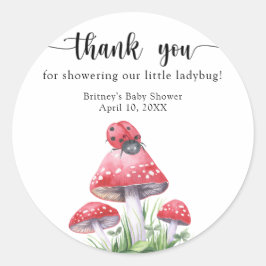 Waterverf lieveheersbeestje - dank u baby shower ronde sticker