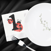 Waterverf lieveheersbeestje eerste verjaardagsfees servet