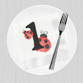 Waterverf lieveheersbeestje eerste verjaardagsfees servet