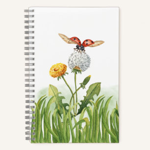 Waterverf Lieveheersbeestje en Paardenbloemen Notitieboek