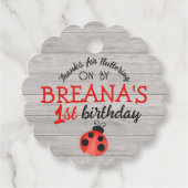 Waterverf lieveheersbeestje hout verjaardagsgunst bedankjes labels (Voorkant)