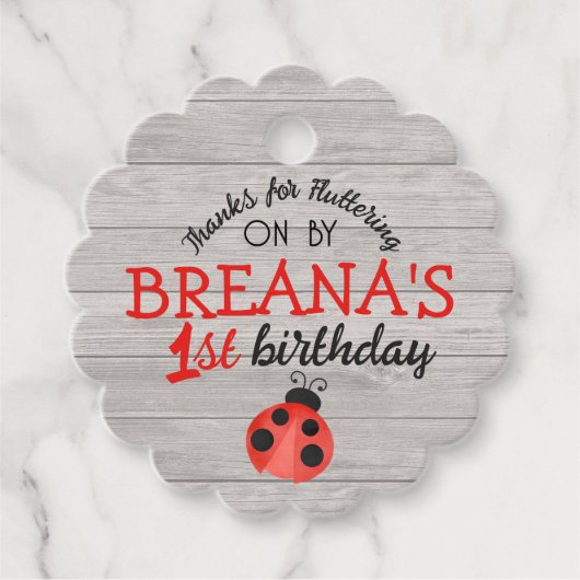 Waterverf lieveheersbeestje hout verjaardagsgunst  bedankjes labels (Voorkant)