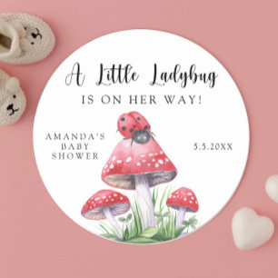 Waterverf lieveheersbeestje is op komst! baby show ronde sticker