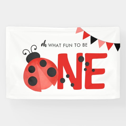 Waterverf lieveheersbeestje oh wat leuk om één fee spandoek (Horizontaal)