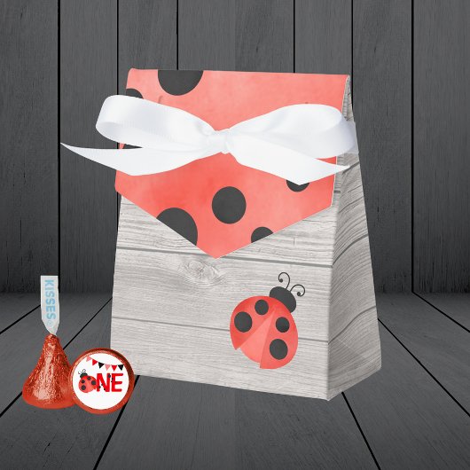 Waterverf lieveheersbeestje op houten verjaardagst bedankdoosjes