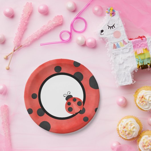 Waterverf lieveheersbeestje papieren bordje (Feest)