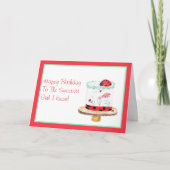 Waterverf Lieveheersbeestje Taart Gefeliciteerd Kaart (Voorkant)