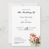 Waterverf lieveheersbeestje trouwuitnodigingen kaart (Voorkant)