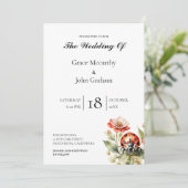 Waterverf lieveheersbeestje trouwuitnodigingen kaart (Staand voorkant)