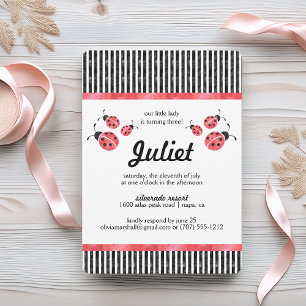 Waterverf lieveheersbeestje verjaardagsfeestje uit kaart