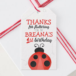 Waterverf lieveheersbeestje verjaardagsgunst cadea cadeaulabel