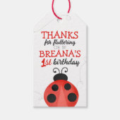 Waterverf lieveheersbeestje verjaardagsgunst cadea cadeaulabel (Voorkant)