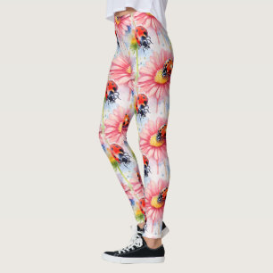 Waterverf Lieveheersbeestjes op bloemen Leggings