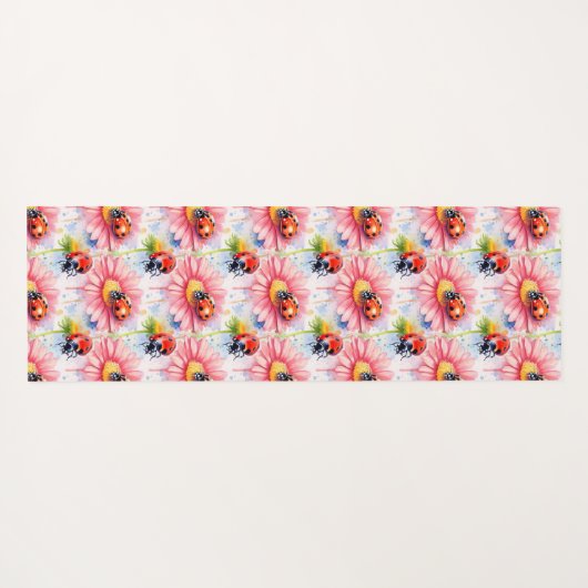 Waterverf Lieveheersbeestjes op bloemen Yogamat (Achterkant (horizontaal))