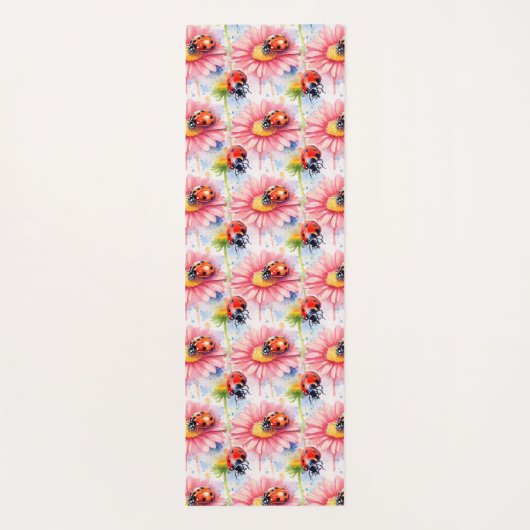Waterverf Lieveheersbeestjes op bloemen Yogamat (Achterkant)