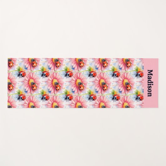 Waterverf Lieveheersbeestjes op bloemen Yogamat (Voorkant (horizontaal))