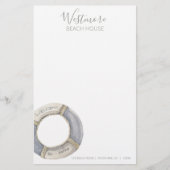 Waterverf Life Preserver Beach House Briefpapier (Voorkant)