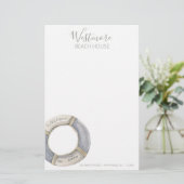 Waterverf Life Preserver Beach House Briefpapier (Staand voorkant)