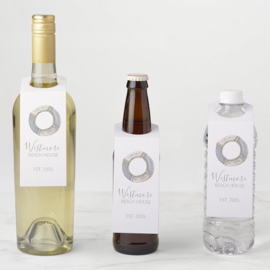 Waterverf Life Preserver Beach House Flessenhanger (In situ)