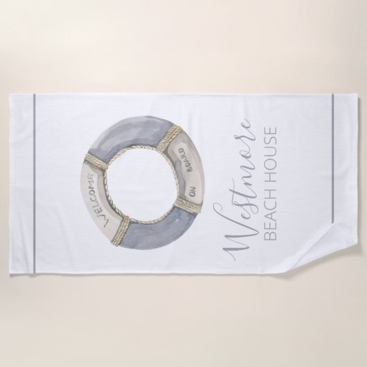 Waterverf Life Preserver Beach House Strandlaken (Voorkant)