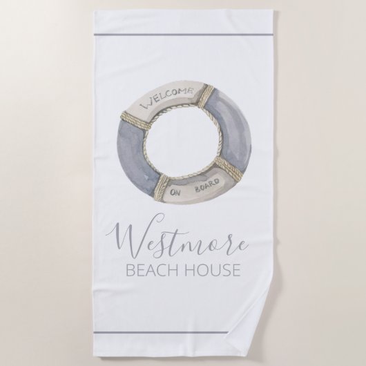 Waterverf Life Preserver Beach House Strandlaken (Voorkant)