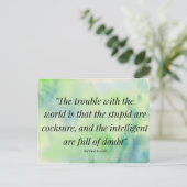 Waterverf Life Quote Stupidity Intelligence Briefkaart (Staand voorkant)