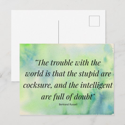Waterverf Life Quote Stupidity Intelligence Briefkaart (Voorkant / Achterkant)