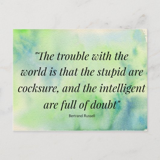 Waterverf Life Quote Stupidity Intelligence Briefkaart (Voorkant)