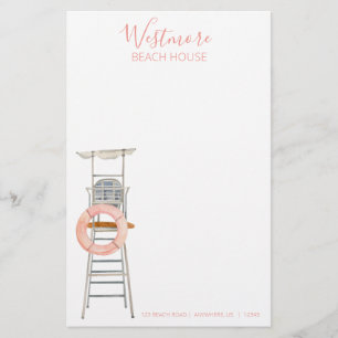 Waterverf Lifeguard Stand Stoel Beach House Briefpapier