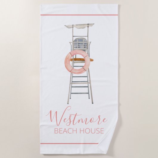 Waterverf Lifeguard stoel Beach House Strandlaken (Voorkant)