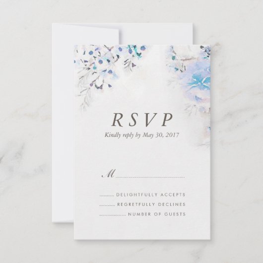 Waterverf Light Blue Floral Boho RSVP-kaart RSVP Kaartje (Voorkant)