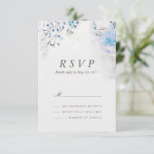 Waterverf Light Blue Floral Boho RSVP-kaart RSVP Kaartje (Staand voorkant)