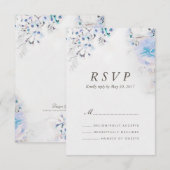 Waterverf Light Blue Floral Boho RSVP-kaart RSVP Kaartje (Voorkant / Achterkant)