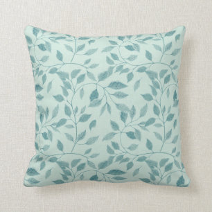Waterverf Light Blue Leaf Pattern Kussen